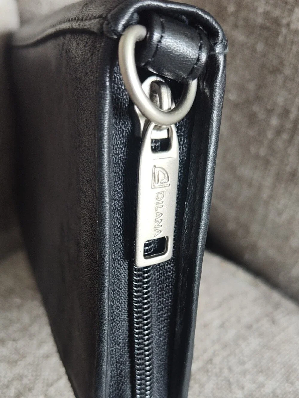 Dilana Zip-Around Black Leather Wallet Phone Case - Classic Organizer